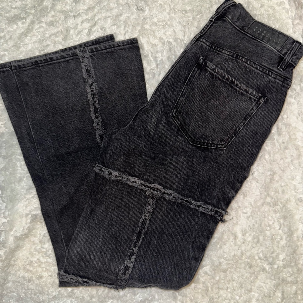 Black Raw Fringe Patchwork Jeans. - image 1